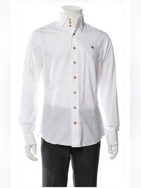 Vivienne Westwood MAN Unisex White 3-Button Krall Shirt, Men XXS / Women XS, EUC